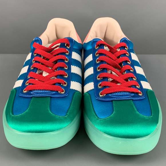 GUCCI Blue Green Nylon Low Top Sneakers - Picture 4 of 8